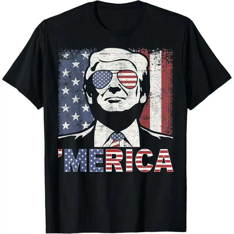 TRUMP Happy 4th Of July Trump American Flag T-Shirt made in usa Hoodie, Sweatshirt | UrbanDripWear.com