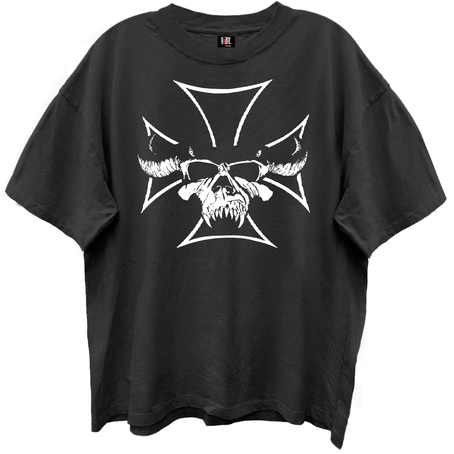 DANZIG IRON CROSS LIMO BLACK ENZYME WASH T-SHIRT/GIANT VINTAGE T-SHIRT