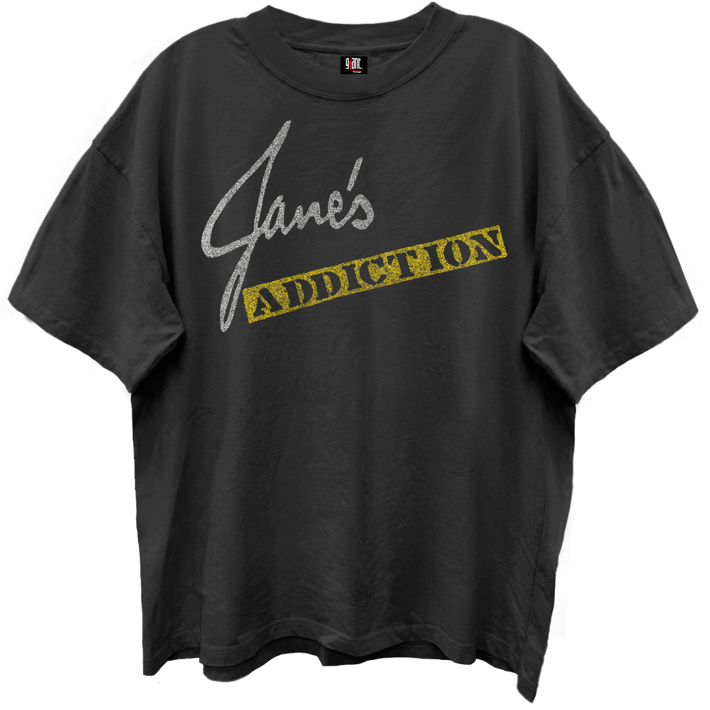 JANES ADDICTION LOGO COLLAGE FRT/BK VINTAGE BLACK ENZYME WASH T-SHIRT/GIANT VINTAGE T-SHIRT