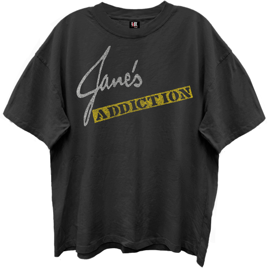 JANES ADDICTION LOGO COLLAGE FRT/BK VINTAGE BLACK ENZYME WASH T-SHIRT/GIANT VINTAGE T-SHIRT