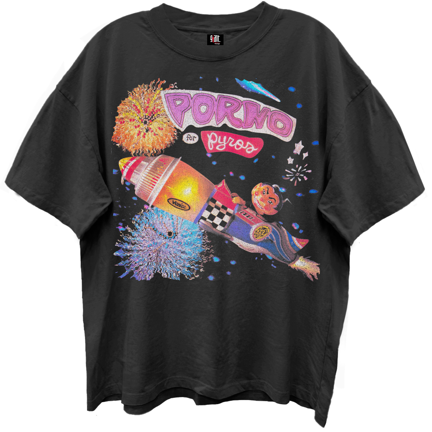 PORNO FOR PYROS ALBUM COVER VINTAGE BLACK ENZYME WASH T-SHIRT/GIANT VINTAGE T-SHIRT