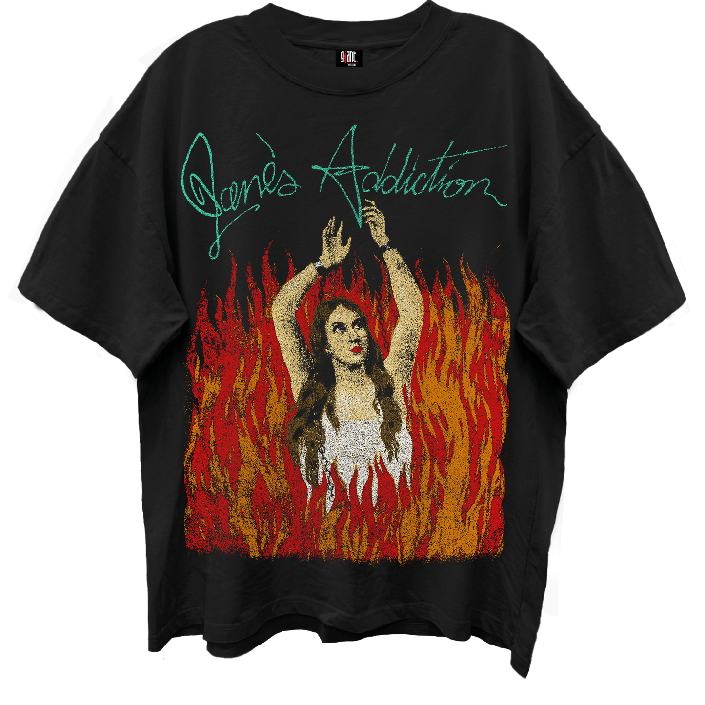 JANES ADDICTION BURNING LADY LIMO BLACK ENZYME WASH T-SHIRT/GIANT VINTAGE T-SHIRT