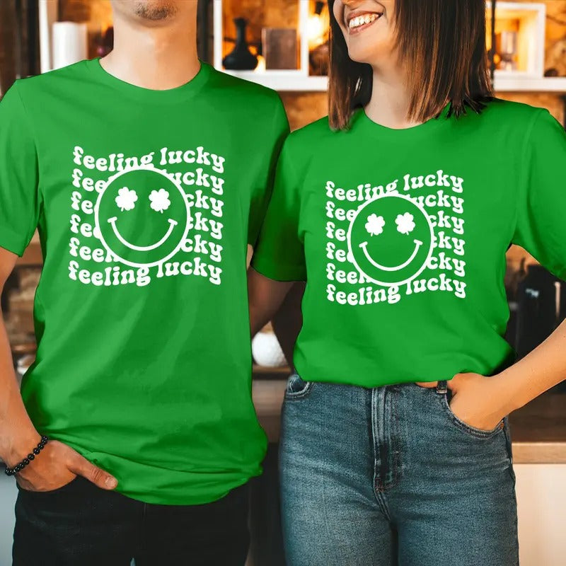 TSHIRT  Feeling Lucky Flag wave Solid St Patrick's Day Unicorn Shirt Happy Saint Patrick's Day T Shirt Funny Irish...