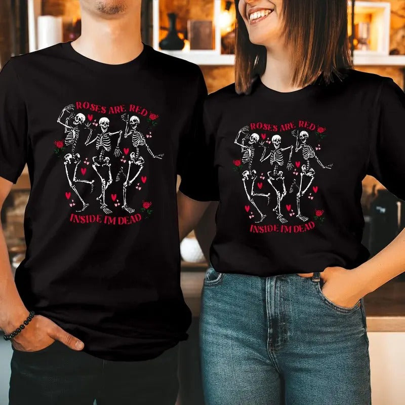 TSHIRT Rose are Red Valentines Day Shirt Valentine's Gift for Women's Her Ladies Men's Him Boys Girls Couple Heart...
