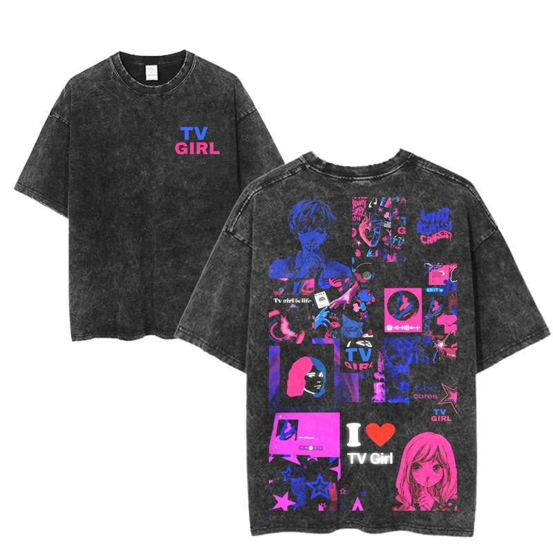 TV Girl Graphic Tour T-Shirt, Aesthetic Band Collage Shirt, Retro Indie Pop Tee, Unisex Concert Merch, Vaporwave Style...