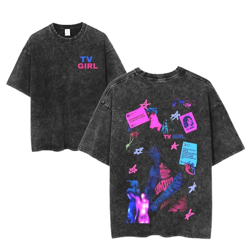 TV Girl Lyric Collage Shirt, Aesthetic Indie Band T-Shirt, Retro Tour Merch Tee, Vaporwave Music Graphic, Unisex Vintage...