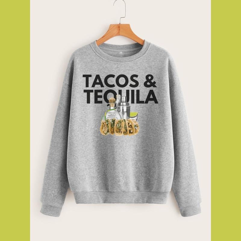 Tacos and Tequila Sweatshirt - Unisex 3 Color Options - Taco Crewneck Hoodie T-Shirts | UrbanDripWear.com