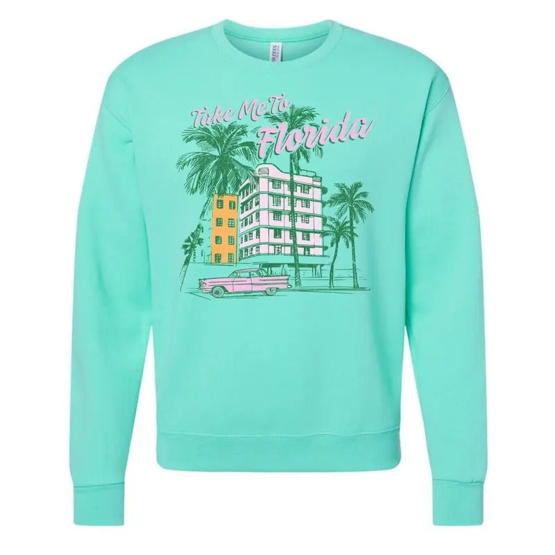 'Take Me To Florida' Retro Crewneck Sweatshirt T-Shirts, Hoodie | UrbanDripWear.com