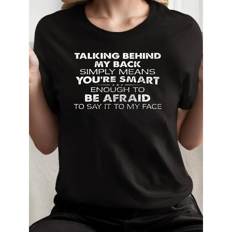 [Talking Behind Letter Print Tee] Graphic Crew Neck Short Sleeve T Shirts