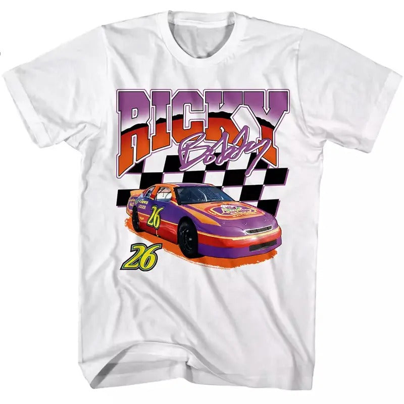 Talladega Nights Ricky Bobby Car 26 Men's T Shirt NASCAR Race Movie Merch Will Classic Cotton Menswear Top Embroidered...