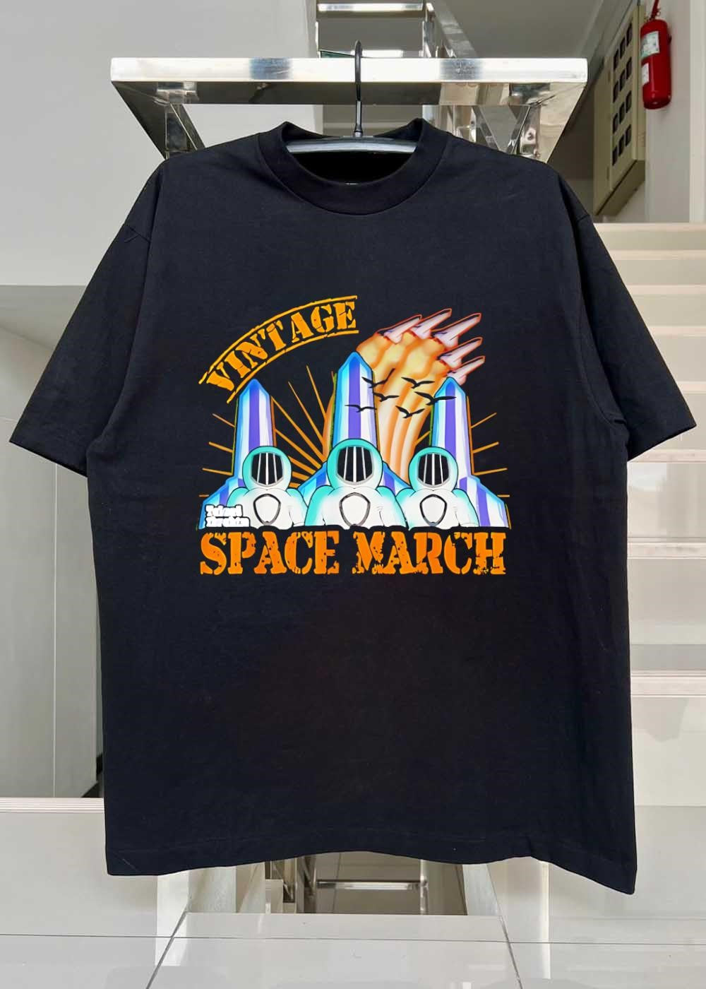 Talon Thrashers Space March Three Astronauts Walking Past Tall Obelisks Shirt