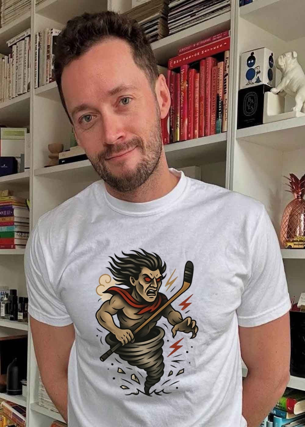 Tattoo Hockey Player Tornado Angry Sport Graphic T-Shirt