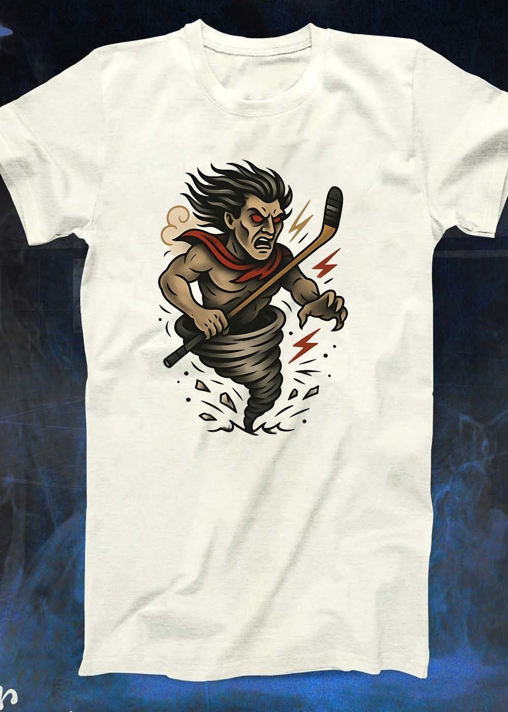 Tattoo Hockey Player Tornado Angry Sport Graphic T-Shirt