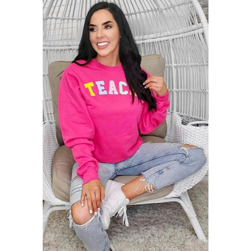 Teach Color Block Letter Sweatshirt T-Shirts, Hoodie | UrbanDripWear.com