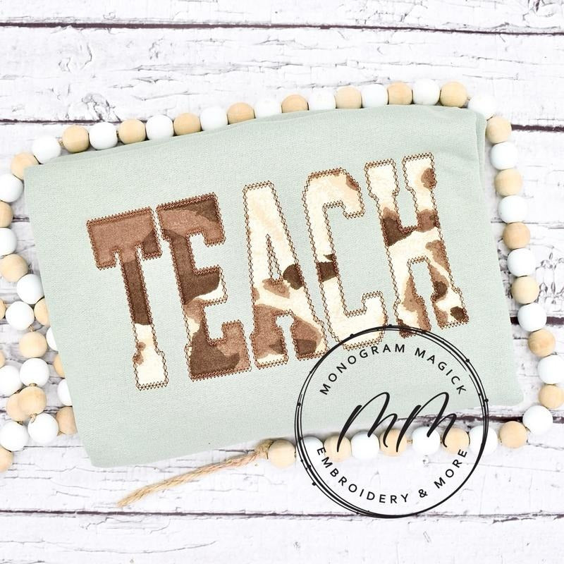 Teach Cow Print Sweatshirt T-Shirts, Hoodie | UrbanDripWear.com