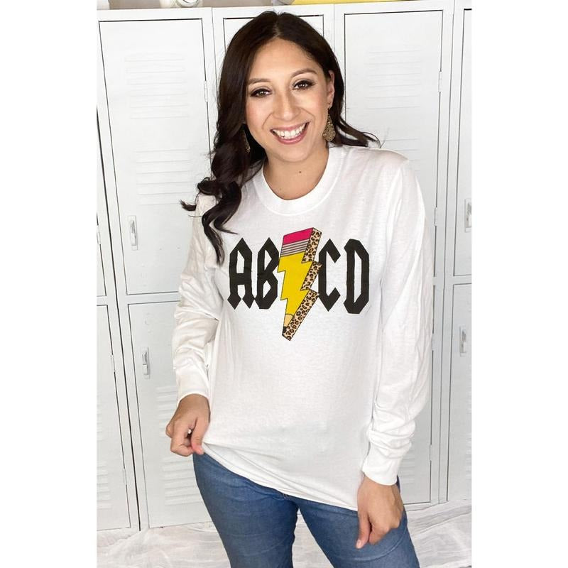 Teacher ABCD Pencil Lightning Bolt Longsleeve Shirt Hoodie, Sweatshirt | UrbanDripWear.com