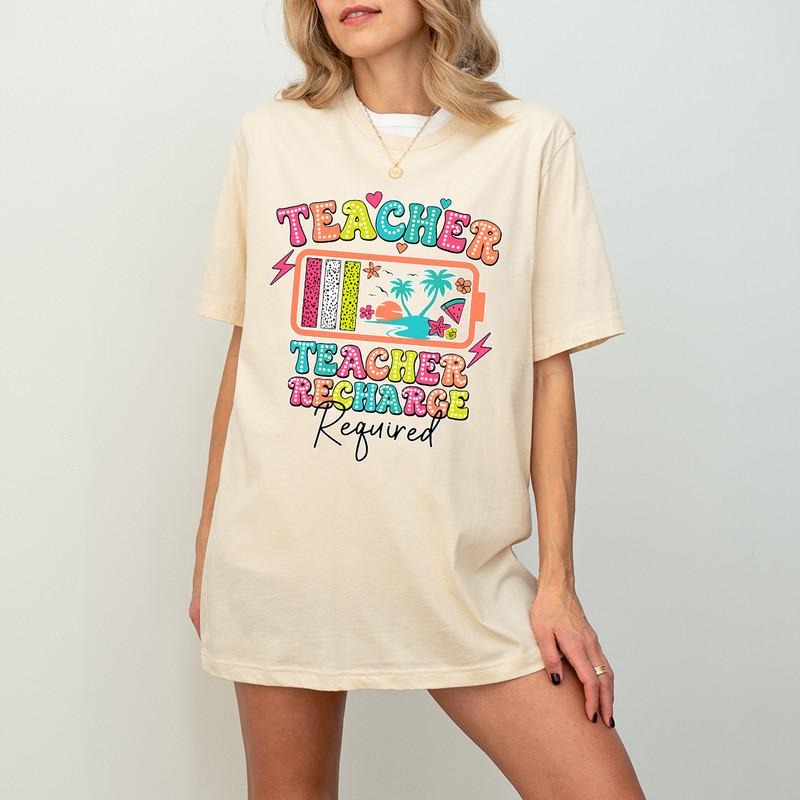 Teacher Summer Recharge Required Shirt, Funny Teacher Summer Shirt, Gift for Teacher, Teacher Vacation Shirt, Summer...