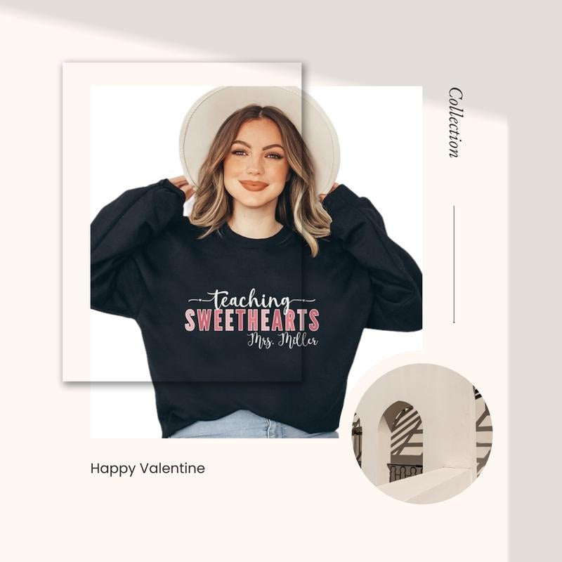 Teacher Valentines Day Sweatshirt For Women Comfort Fabric T-Shirts, Hoodie | UrbanDripWear.com