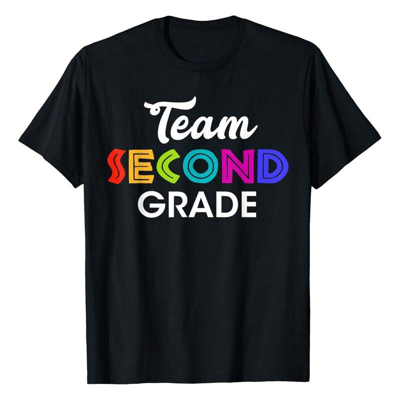 Team 2nd Grade Second Graders Back To School Season Print T-Shirt Black Summer Cotton Casual Short Sleeve Tee For Men...