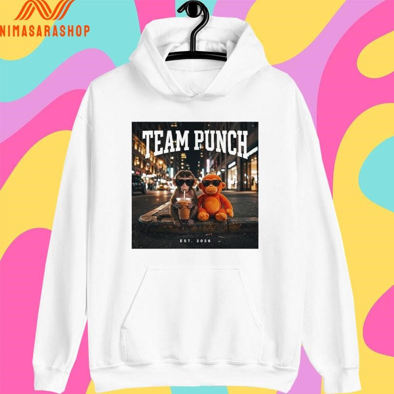 Team Punch Monkey Cool Monkey With Iced Coffee Retro City Night Vibes Est 2026 Shirts