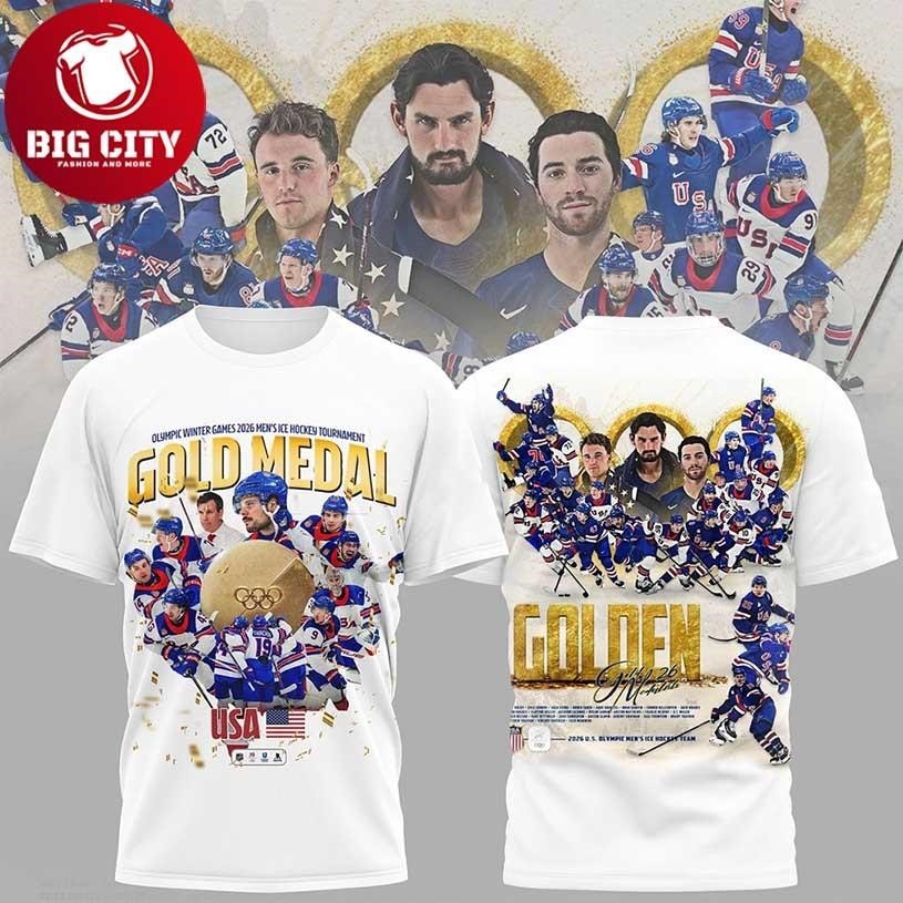 Team Usa 2026 Winter Games Ice Hockey Gold Medal Champions Two Sided Shirt