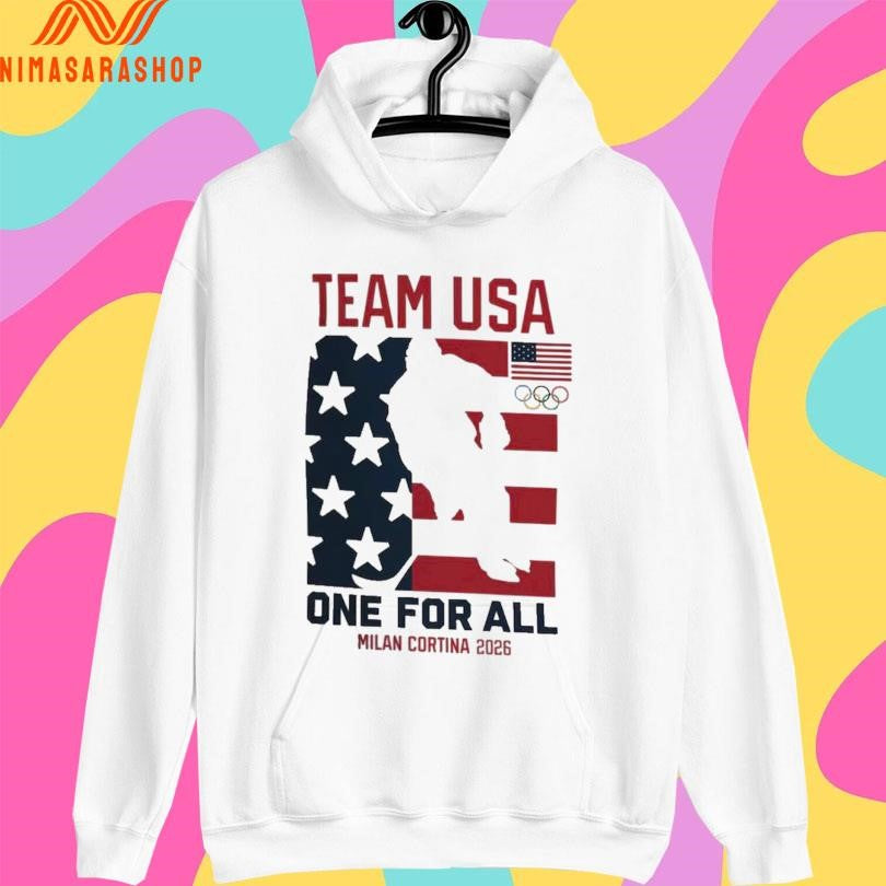 Team Usa One For All Milan Cortina 2026 Flag America Hockey Champions Gold Medal Shirts
