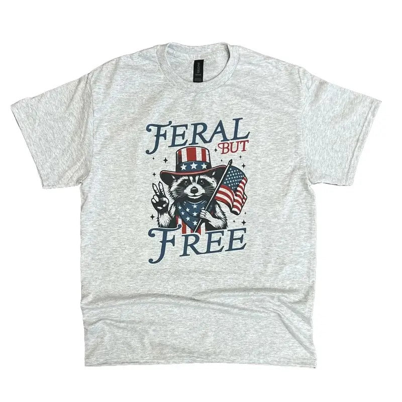 Feral But Free Sweatshirt or Tee - Unisex Sweatshirt / Tee - Raccoon Sweatshirt or Tee Cotton Hoodie | UrbanDripWear.com