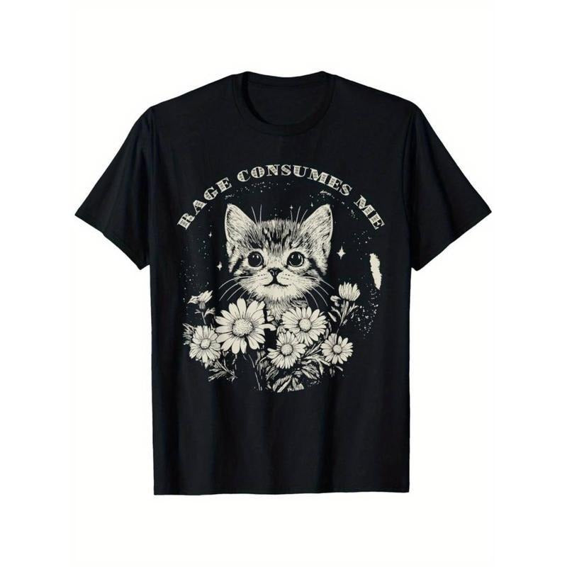 Tee [Funny Cat T-Shirt] Soft Cotton Funny Cat Graphic T-Shirt