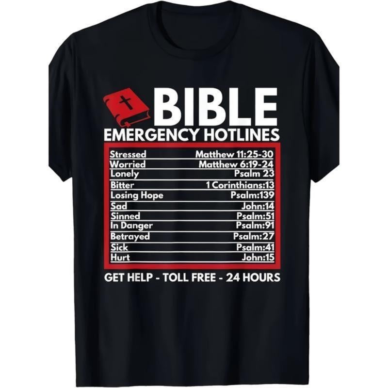 Tee Bible Emergency Numbers - Funny Christian Bible & Jesus T-Shirt-100% Hoodie, Sweatshirt | UrbanDripWear.com
