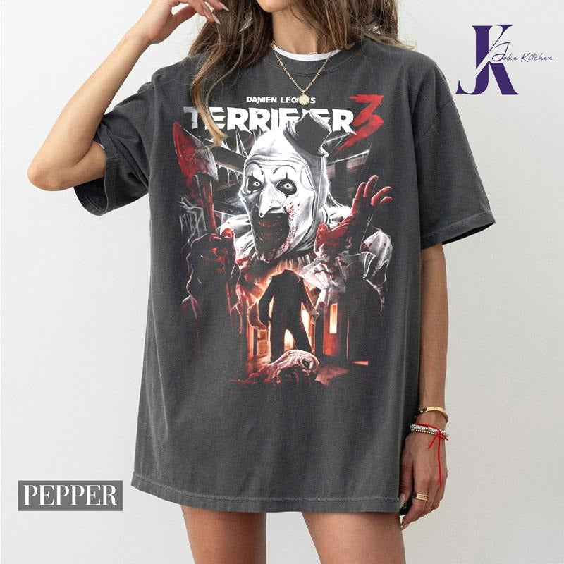 Terrifier 3 Merry Mayhem Comfort Colors Shirt, Vintage 90s Halloween Shirt, Halloween Movie Shirt, Halloween Horror...