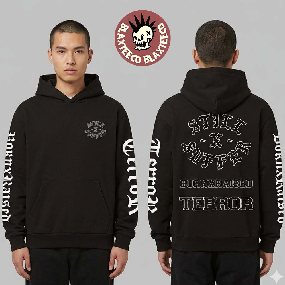 Terror X Born X Raised North America 2026 Still Suffer Tour Merch Logo Black Hoodie