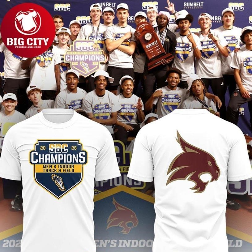 Texas State Bobcat Sun Belt 2026 Track & Field Champions Two Sided Shirt