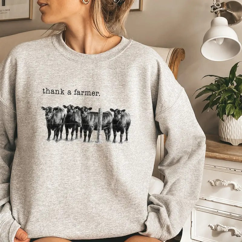 Thank a Farmer Sweatshirt  Farmer Shirt  Outdoor T-Shirt  Custom Farm Shirt  Farmer Gift  Outfit sweatshirt Womenswear...
