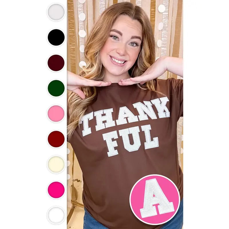 Thankful Sequin Graphic T-Shirt Hoodie, Sweatshirt | UrbanDripWear.com