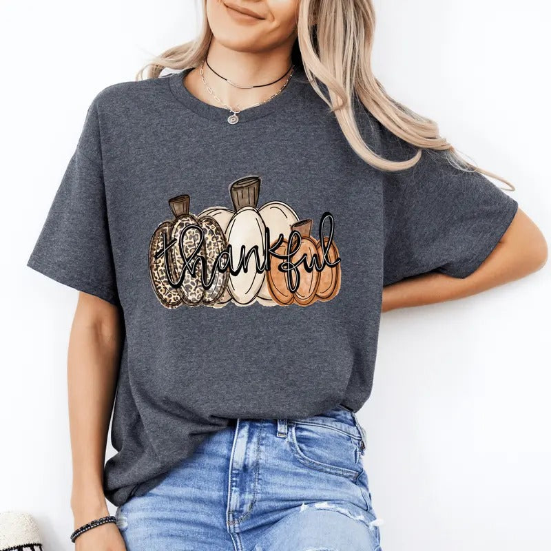 Thankful Thanksgiving Shirt. Casual Fall Softstyle Unisex T-Shirt. Cute Graphic Tee Hoodie, Sweatshirt | UrbanDripWear.com