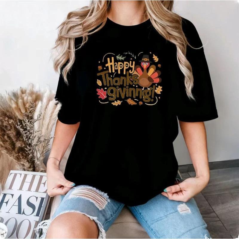 Thanks giving Days Women's Black Cotton T-Shirt Graphic Tee Breathable Durablefor Casual Wear Holiday Humor Lovers Gift...
