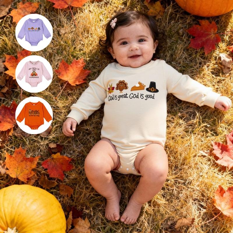 Thanksgiving God Is Great  Baby Long Sleeve Bodysuit Infant Fall Romper 65%Cotton Newborn Baby Onesie Swearshirt...