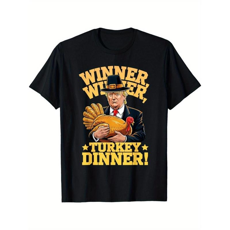 Thanksgiving Humor Graphic T-Shirt, 100% Cotton Knit Fabric, Casual Regular Fit, Crew Neck, Short Sleeve Tee with Printed...