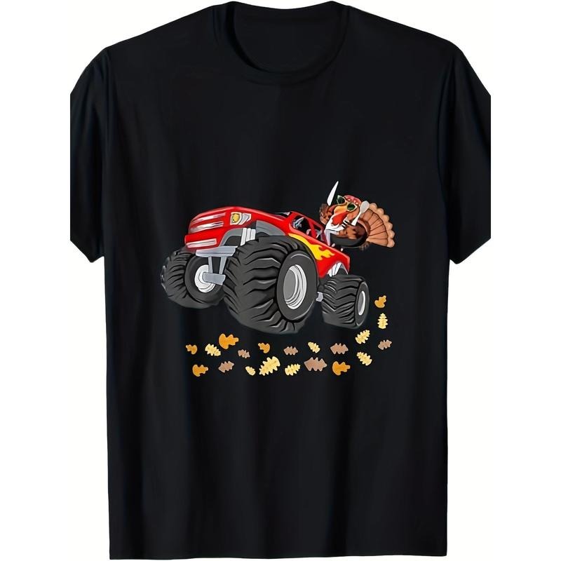 Thanksgiving Turkey Driving Monster Truck T-shirt - 100% Cotton. made in usa Hoodie, Sweatshirt | UrbanDripWear.com
