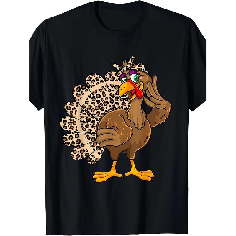 Thanksgiving Turkey Men's Leopard Print Autumn T-shirt - 220g made in usa Hoodie, Sweatshirt | UrbanDripWear.com