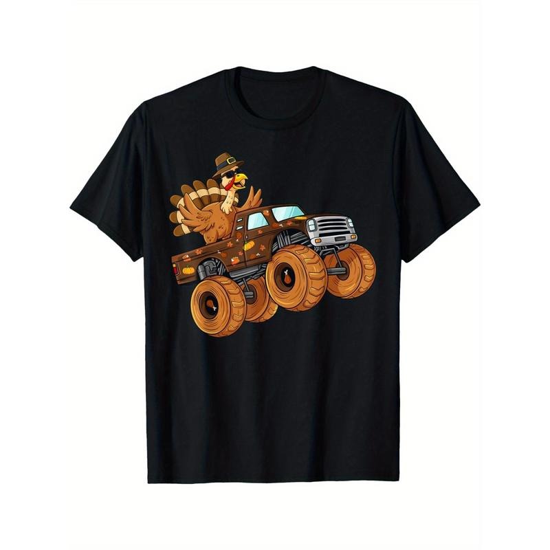 Thanksgiving Turkey Riding Monster Truck men T-Shirt made in usa Hoodie, Sweatshirt | UrbanDripWear.com
