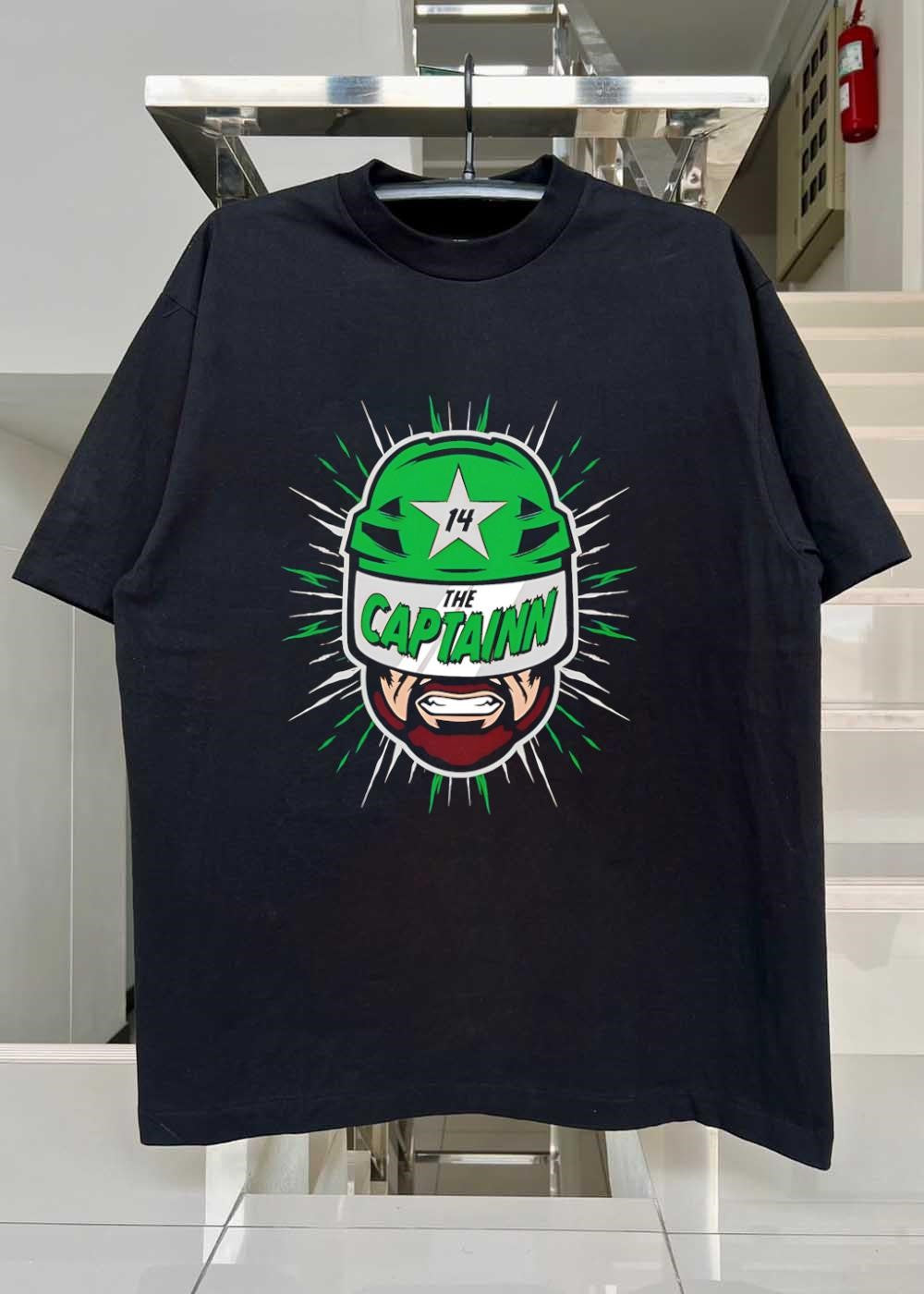 The Captainn 14 Hockey Player Beard Graphic Dallas Stars Shirt