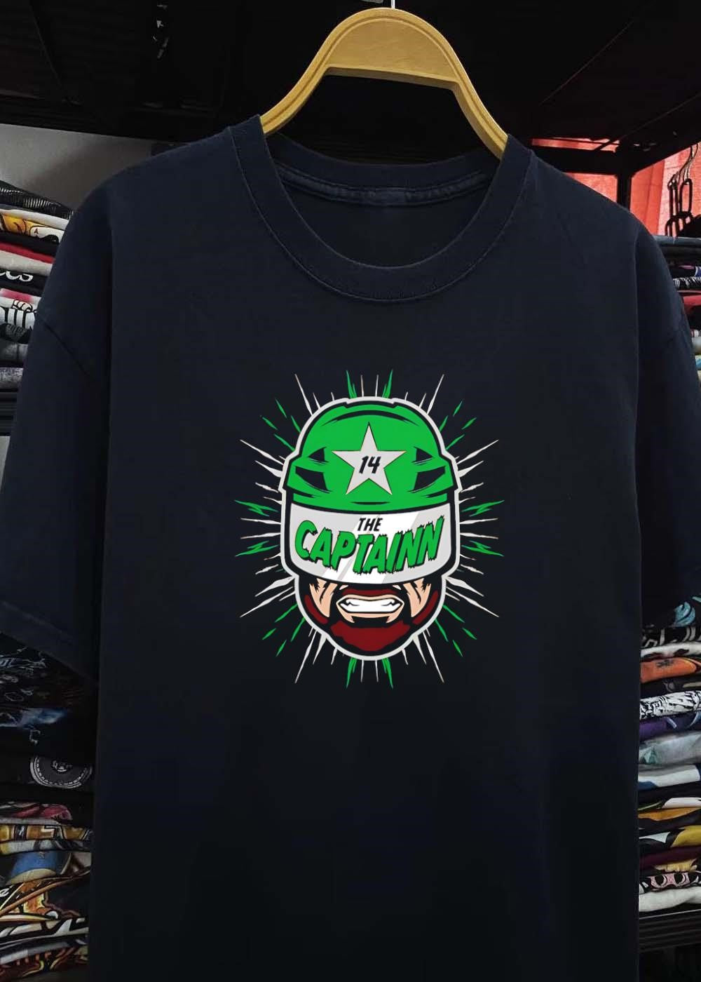 The Captainn 14 Hockey Player Beard Graphic Dallas Stars Shirt