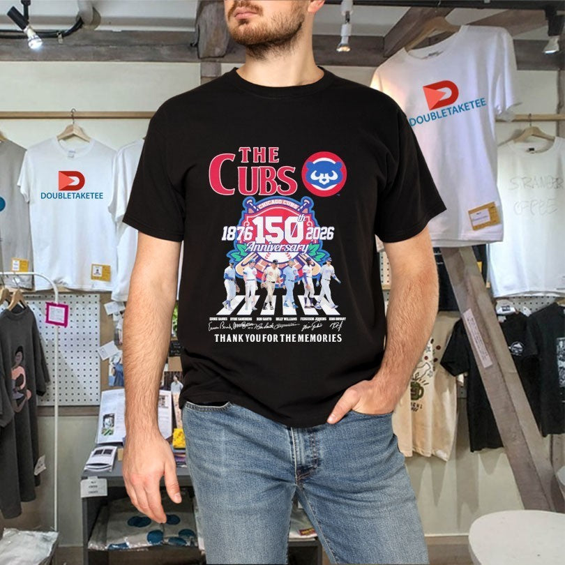 The Chicago Cubs 1876 2026 150th Anniversary Thank You For The Memories Road Abbey Signatures Shirts
