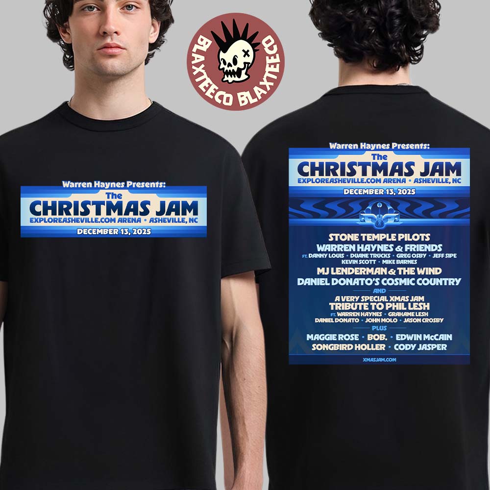 The Christmas Jam 2025 Full Lineup Poster In Asheville North Carolina At Exploreasheville.com Arena On December 13 2025 Two Sided T-Shirt
