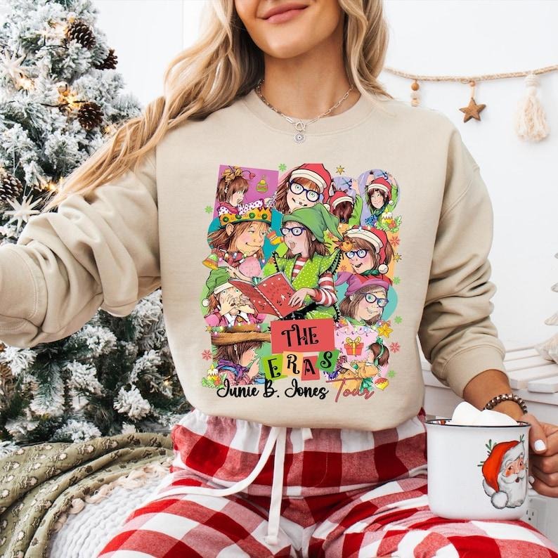 The Eras Junie B Jones Tour Sweatshirt, Junie B Jones Christmas T-shirt, Teacher Christmas Shirt, Children's Book...