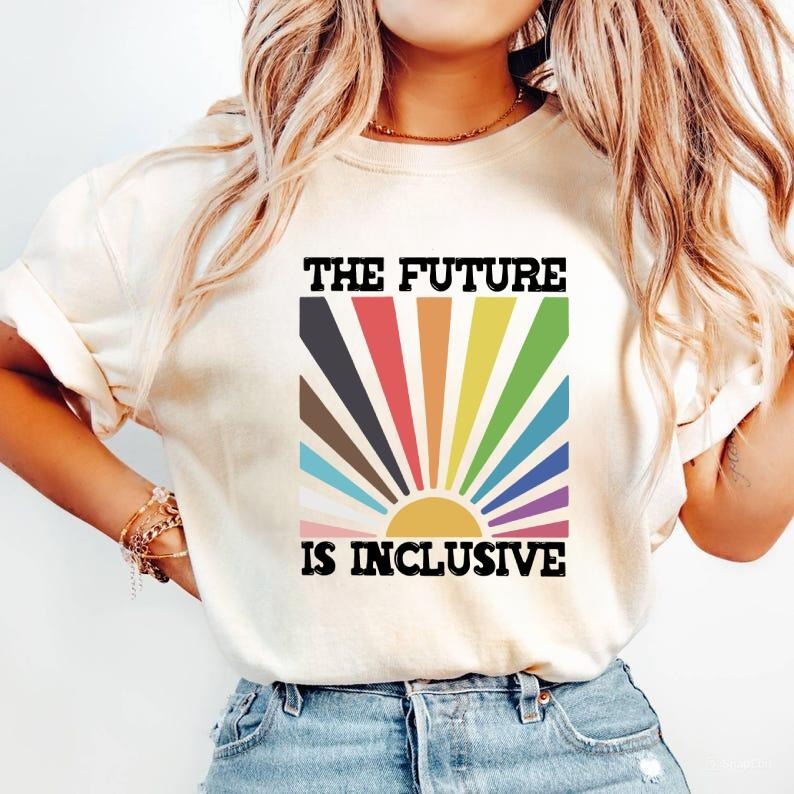 The Future is Inclusive Shirt, Rainbow Pride Tee, Trans Rights Top, LGBTQ Gift, Progress Pride T-shirt, Womens Mens Wear,...