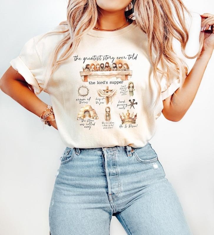The Greatest Story Ever Told Tshirt, Jesus Sweatshirt, Christian Easter Shirt, Jesus Easter Tee, He Is Risen Crewneck,...