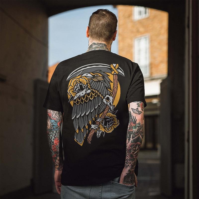 The Grim Reaper Eagle Print Men's T-shirt - Naughty Clothes Men Hoodie, Sweatshirt | UrbanDripWear.com