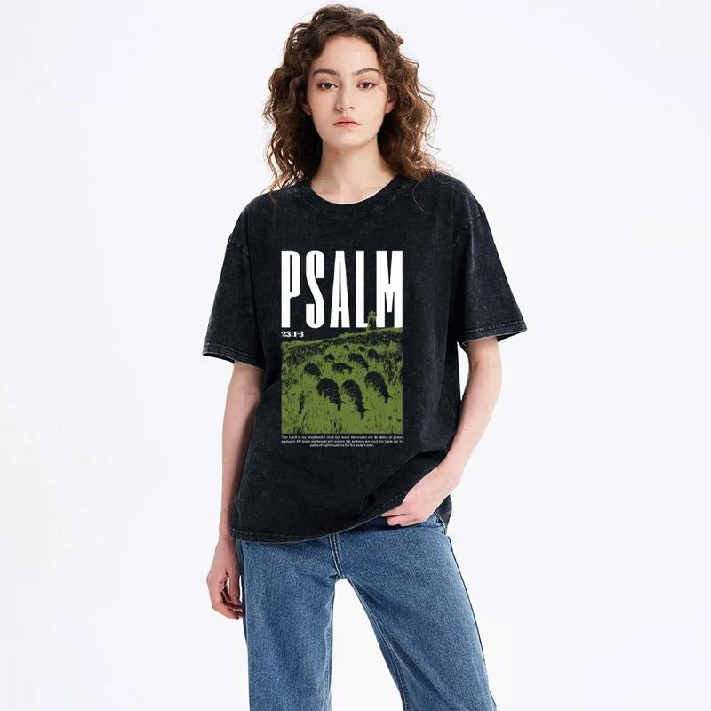 The Lord Is My Shepherd Christian Tee Pure Cotton Fabric Casual Streetstyle Crew Neck Short Sleeve Soft-Washed T-Shirt...